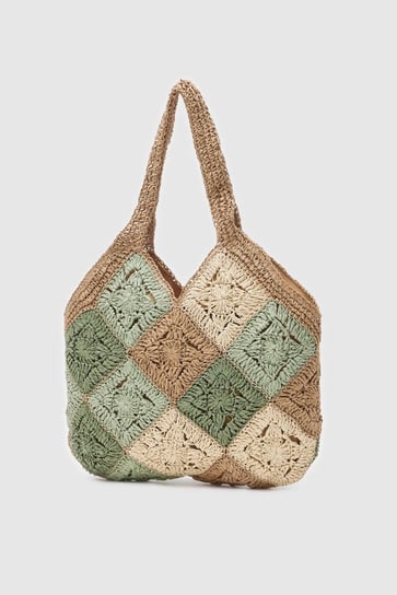 Bohemian Chic Tote Mozaik Hasır ÇantaÇantaİSTANGÜL BUTİK